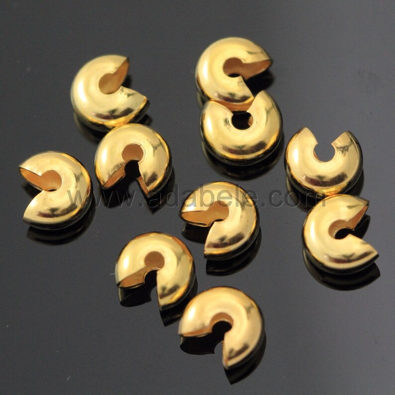 U Pick 50 x Top Quality Crimp Bead Knot Cover 3mm 4mm 5mm 6mm in 14k Gold over Copper #CF8