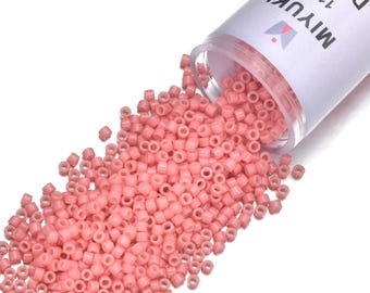7.5 Grams Genuine Miyuki Delica 11/0 Seed Beads, Duracoat Opaque Guava (Pink) DB2115,  Approx 1500 Beads/Tube for Peyote Stitch Loom Weaving