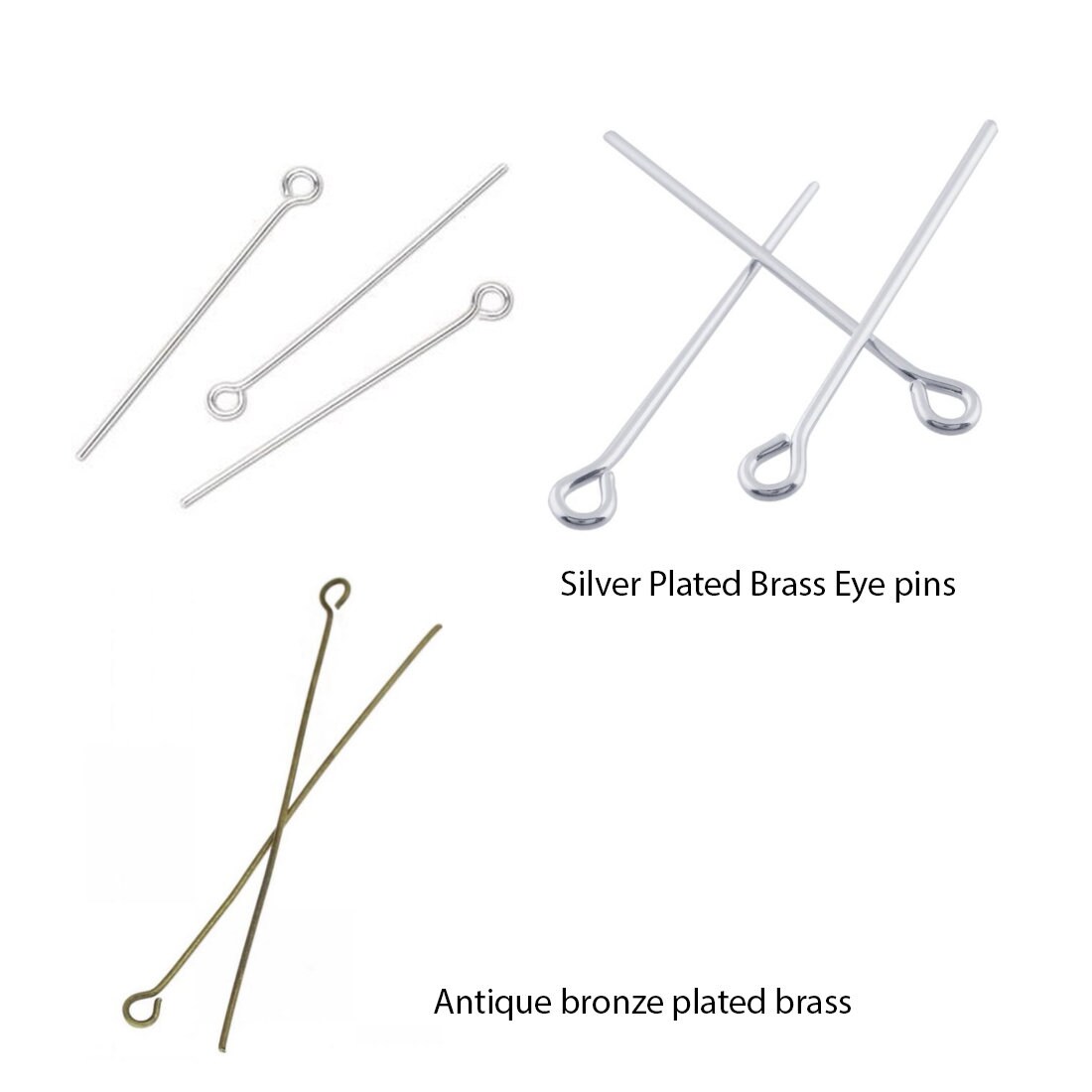 Copper Eye Pins, 60mm Eye Pins, 2.3 Inch Long Eye Pins, Copper