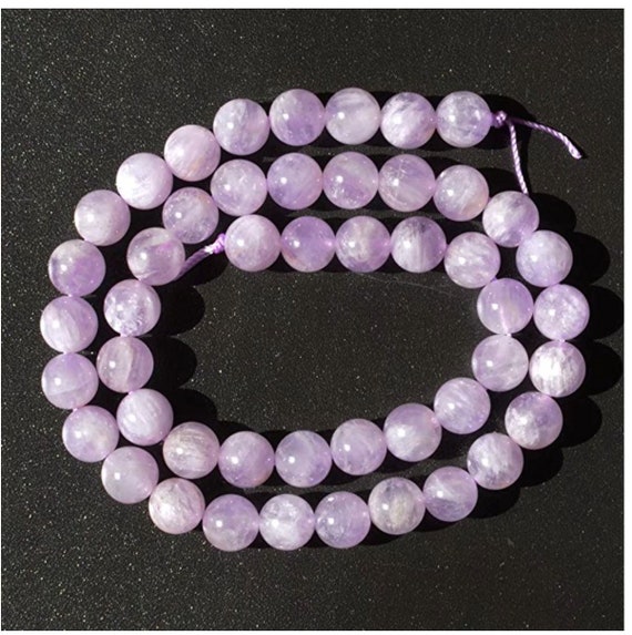 Perline Di Giada Lavanda Naturale 8mm - Circa 48 Pezzi Per Filiale Per Creare Gioielli Fai Da Te: Bracciali, Collane E Orecchini - 3