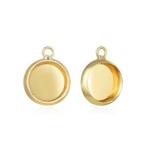 Pick 20pcs Tarnish Resistant Gold Plated Bezel Cup Frame Tray for 6/8/10/12/20/25mm Round Cabochon Photo Cameo Resin Pendant Jewelry Making