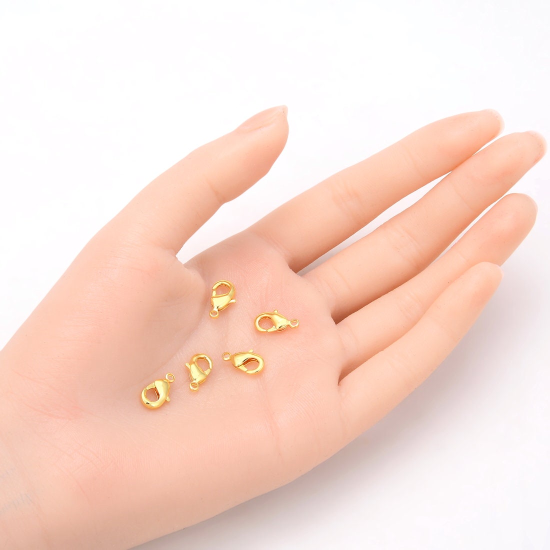 50Pcs 24K Gold Plated Lobster Claw Clasps Jewelry Clasps Connectors for DIY  Bracelet Necklace Jewelry Making 0.47 inch(12mm) 