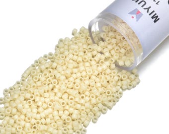 7.5 Grams Genuine Miyuki Delica 11/0 Seed Beads, Opaque Dark Cream (Ivory) DB0732,  Approx 1500 Beads/Tube for Peyote Stitch Loom Weaving