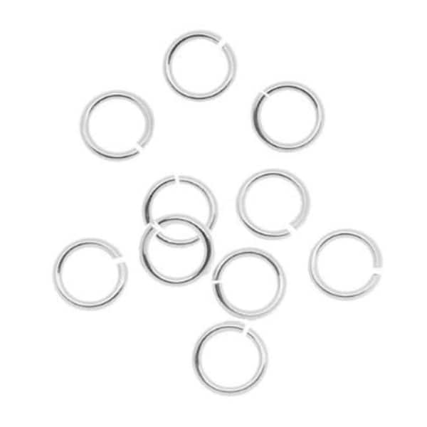 U Pick 50Stk/100Pc Sterling Silber Offene Runde Biegeringe 4mm 6mm 8mm Verbinder Draht 22 Gauge/0.6mm für Armband Halskette Schmuck Charm Making