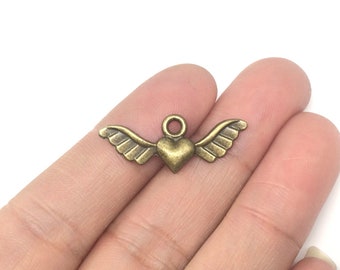 20 x Love & Freedom Charms 28x7mm Antique Bronze Tone | One Sided Charm Pendants #mcz948