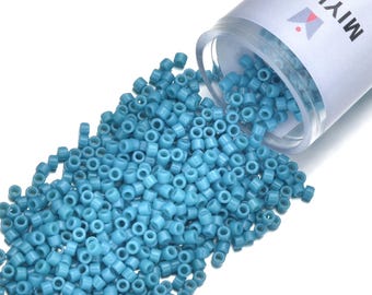 7.5 Grams Genuine Miyuki Delica 11/0 Seed Beads, Duracoat Opaque Azure (Blue) DB2133,  Approx 1500 Beads/Tube for Peyote Stitch Loom Weaving