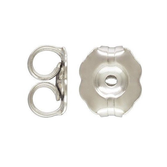 Pair Platinum Earring Butterfly Scroll Backs Medium Weight Findings UK Made
