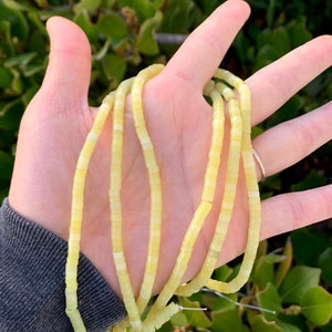 1 Strand/15&quot; Natural Yellow Lemon Jade Healing Gemstone 4x2mm Small Heishi Tube Rondelle Beads for Bracelet Necklace Earrings Jewelry Making
