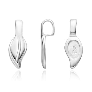 Pick 2pc/5pcs 925 Sterling Silver Hypoallergenic 16mm Glue On Bail Bale Pendant Clasp 10.6mm Leaf Flat Pad Base for DIY Craft Jewelry Making