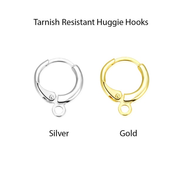 U Pick 20pcs/50pcs Hypoallergenic Tarnish Resistant Round Earring Huggie Hook Leverback Ear Wire 14mm/16mm for Earrings Charm Jewelry Making