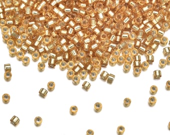 7.5 Grams Genuine Miyuki Delica 10/0 Seed Beads, Silver-lined Gold DBM0042, Approx 810 Beads for Peyote Stitch Loom Weaving Jewelry Making