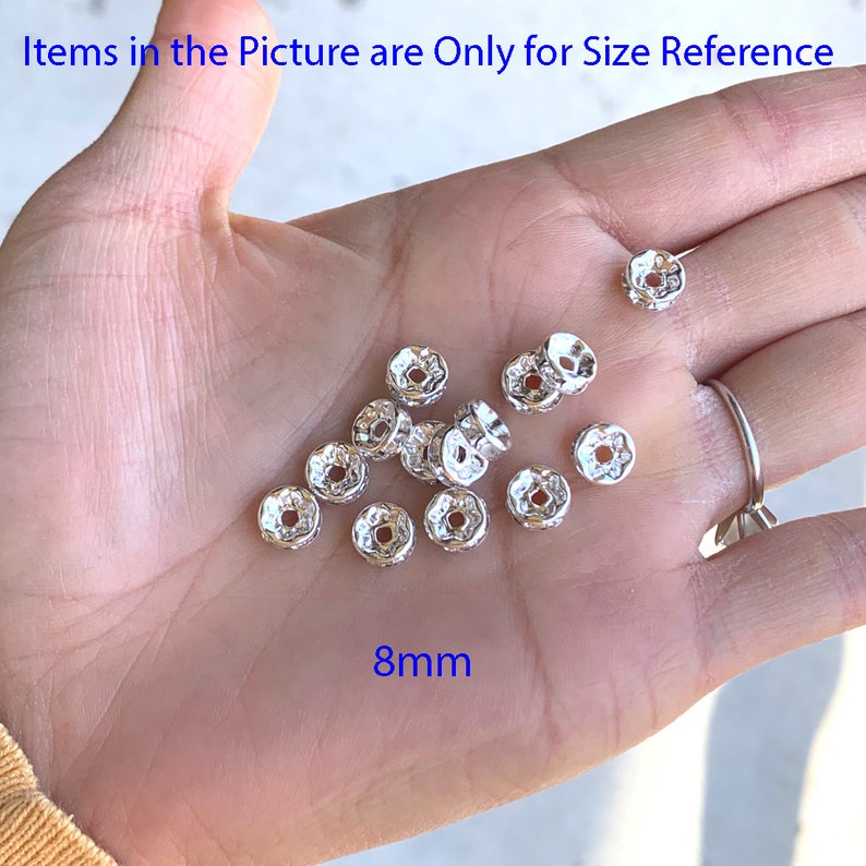 U Pick 100pc/200pc A Quality Sparkle Silver Rondelle Spacer Beads Crystal Clear Rhinestone 4mm 5mm 6mm 8mm 10mm 12mm for Jewelry Making image 7