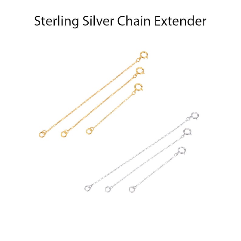 Pick 1pc Real 925 Sterling Silver Chain Extender Thin Dainty 2 3 4 5 6" Hypoallergenic Chain Extension for Necklace Anklet Bracelet Jewelry image 1