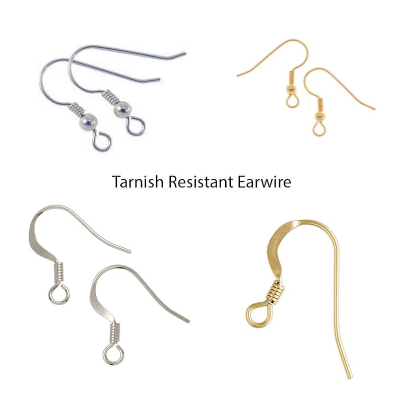 May include: Four pairs of tarnish resistant ear wires. Two pairs are silver and two pairs are gold.
