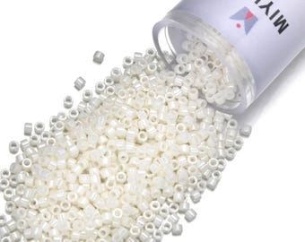 7.5 Grams Genuine Miyuki Delica 11/0 Seed Beads, Opaque Glazed Luster Cream DB0203,   Approx 1500 Beads/Tube for Peyote Stitch Loom Weaving