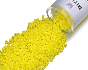 7.5 Grams Genuine Miyuki Delica 11/0 Seed Beads,  Opaque Yellow DB0721, Approx 1500 Beads/Tube for Peyote Stitch Loom Weaving Jewelry Making