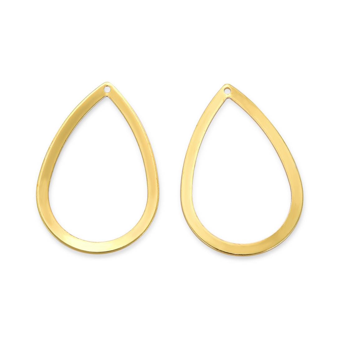 10pcs Tarnish Resistant 36mm Large Teardrop Waterdrop Drop Pendant Earring Findings 18K Yellow Gold Plated Brass For Craft Jewelry Making