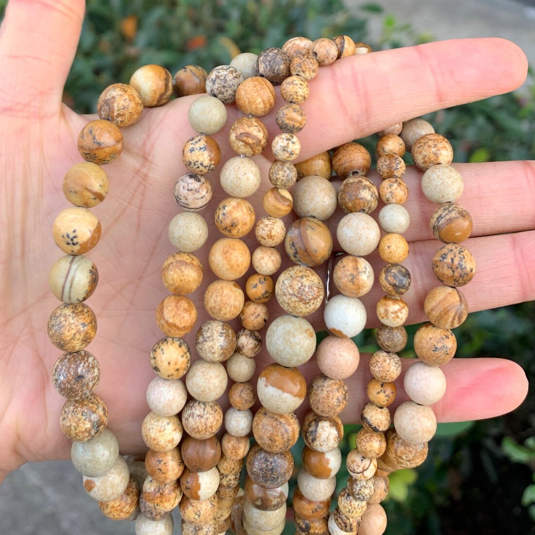 NaturalGemstone Picture Jasper Stone Jewelry Making Loose Beads Strand 15" 