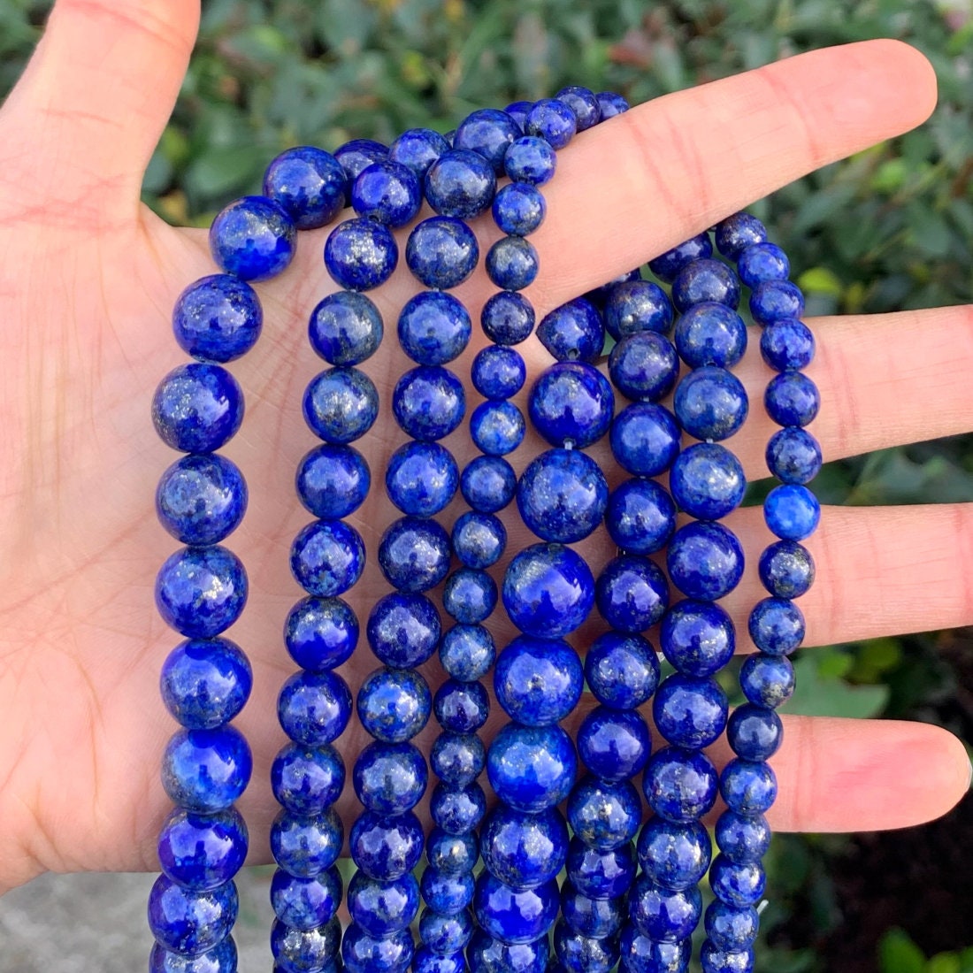Round Green Blue Lapis Lazuli Malachite Loose Stone Beads For Jewelry Making 15" 