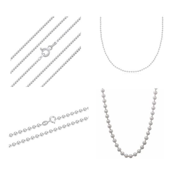 Pick 1pc Sterling Silver Ball Link Chain Necklace 1mm 2mm 3mm 4mm