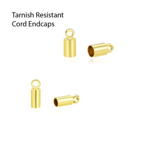 Pick 50pcs Tarnish Resistant Cord End Cap Glue In Endcap 18K Yellow Gold Plated for 1mm 1.5mm 2mm 2.5mm 3mm Leather Cord Wire Jewelry Making