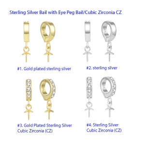 Pick 2pc Authentic 925 Sterling Silver Pendant Clasp Removable Bail Clip Connector CZ Diamond Eye Peg Bail for Necklace Charm Jewelry Making