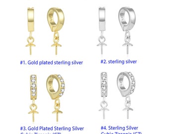 Pick 2pc Authentic 925 Sterling Silver Pendant Clasp Removable Bail Clip Connector CZ Diamond Eye Peg Bail for Necklace Charm Jewelry Making