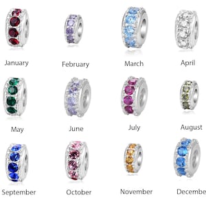 Pick 1pc Authentic Sterling Silver Birthstone Charm Cubic Zirconia Created Gemstone Bead Fit All Other Charm bracelet Women Mom Girl Gift zdjęcie 1