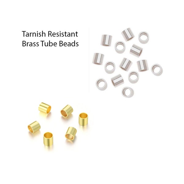 Pick 100pc/300pc Tarnish Resistant Tiny Small Crimp Tube 2mm 3mm Spacer Bead Silver/Gold for Necklace Earring Bracelet Anklet Jewelry Making