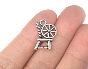 20 x Wheel on Chair Charms 18x12mm Antique Silver Tone | Two Sided Charm Pendants #mcz1104