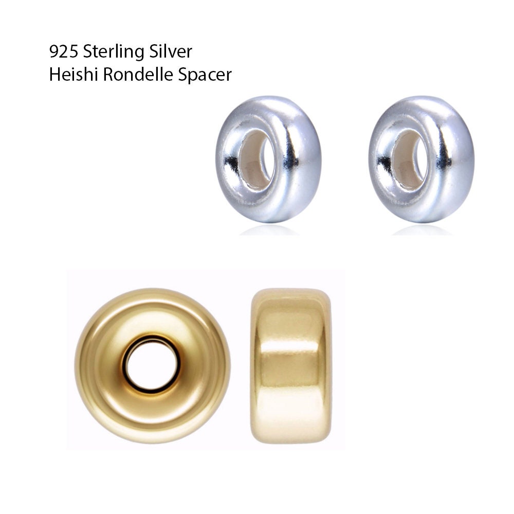 Pick 10pc Real 925 Sterling Silver Large Hole Round Heishi 