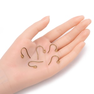 Pick 50pcs Hypoallergenic Ball End Fish Earring Hooks Antique Bronze Plated Ear Wire (Strong Wire 0.9mm/19 Gauge) for Earring Jewelry Making