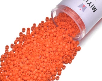 7.5 Grams Genuine Miyuki Delica 11/0 Seed Beads, Opaque Orange DB0722,  Approx 1500 Beads/Tube for Peyote Stitch Loom Weaving Jewelry Making