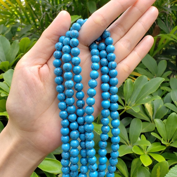 4mm Blue Turquoise Beads Round Gemstone Loose Beads for Jewelry Making (90-95pcs/strand)