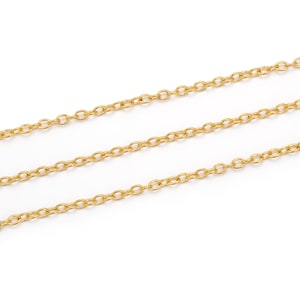 U Pick Tarnish Resistant 24k Gold Round Cable Link Chain Bulk Long Lasting for Earrings Necklace Bracelet Craft DIY Jewelry Making 16.4 Feet