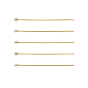20pcs Adabele Real 1/20 14K Gold Filled 25.4mm/1 Inch Ball Head Pins Headpin (Wire 24 Gauge/0.5mm) For Jewelry Making JK7-D25