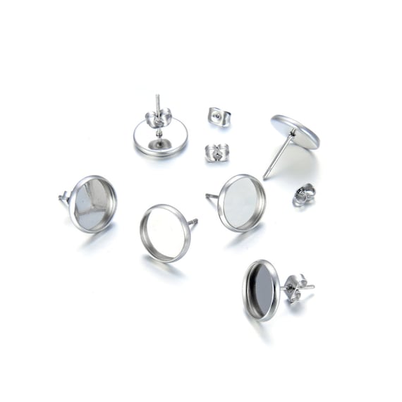 300 Pieces Stud Earring Kit Include 100pcs 12 mm Stainless Steel
