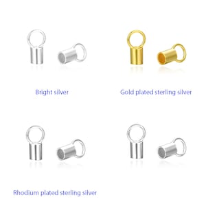 May include: Three pairs of silver end caps for jewelry making. The end caps are available in bright silver, gold plated sterling silver, and rhodium plated sterling silver.