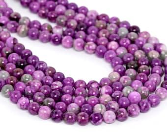 U Pick 1 Strand/15" Top Quality Purple Sugilite Crystal Healing Gemstone 4mm 6mm 8mm 10mm Round Beads for Earrings Bracelet Jewelry Making