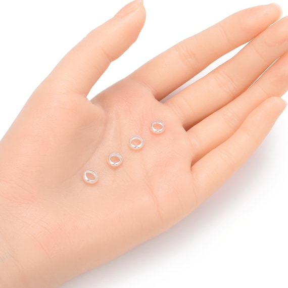 Pick 10pc/20pcs Real 925 Sterling Silver Large Hole Round Ring 