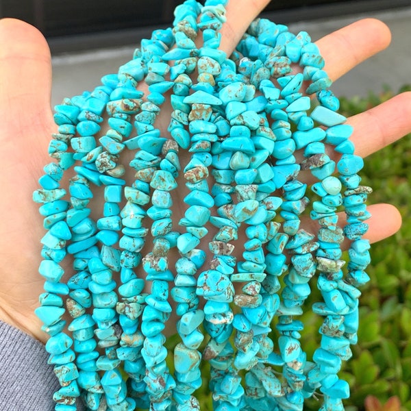 1 Strand/33" Top Quality Natural Turquoise Blue Howlite Healing Gemstone Free-Form Gems Chip Bead for Earrings Bracelet Charm Jewelry Making