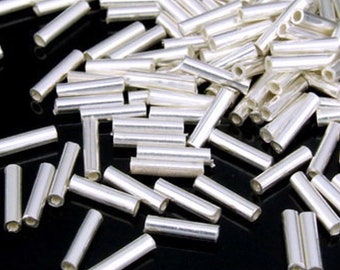 Pick 100pc/200pcs Straight Tube Spacer Beads Sterling Silver Plated Brass 5mm 10mm 15mm 20mm Bracelet Necklace Earrings Craft Jewelry Making