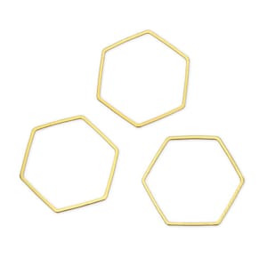 10pcs Tarnish Resistant Hexagon Beading Hoop 20mm 26mm 30mm Connector Link Earring Finding 18K Yellow Gold Plated Brass Craft Jewelry Making