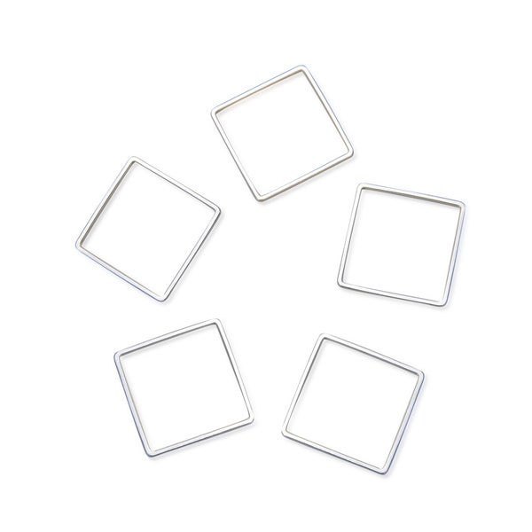Pick 50pcs Silver Square Pendant Charm Beading Hoop Connector Link Open Back Bezel Frame Earrings Necklace Charm Jewelry Making Findings