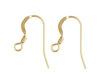 10pcs Real 1/20 14K Gold Filled Flat French Earring Hook 19mm Dangle Ear Wire 0.6mm/22 Gauge Non Tarnish Permanent Earrings Jewelry Making
