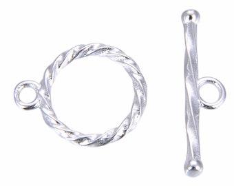 2 o 5 set di fermagli a T rotondi testurizzati in argento sterling 925 per gioielli, connettori per la creazione di braccialetti, collane e rosari fai da te.