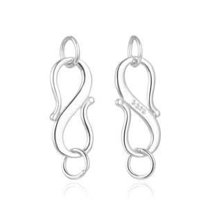 5 or 10pcs 925 Sterling Silver S Hook Eye Clasp 13/16/20mm Jewelry Connector 2 Soldered Rings for Necklace Bracelet Anklet Jewelry Making