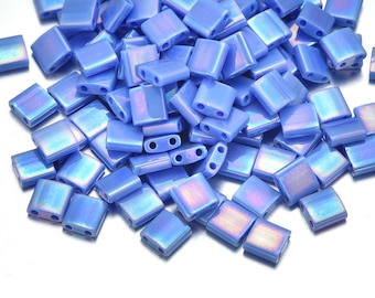 10g Miyuki Full Tila Sqare Seed Beads 5x5mm, Opaque Rainbow Hydrangea TL-483, Approx 110pcs for Geometric Weaving DIY Craft Jewelry Making