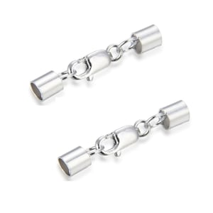 Pick 2 or 5 Sets 925 Sterling Silver Tube End Cap Endcap Clasp (Hole ID 2mm 3mm) for Leather Cord Necklace Bracelet DIY Craft Jewelry Making