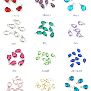Pick 10pc/30pc A Quality Sterling Silver Plated Birthstone Charm 11x7mm Jan - Dec Teardrop Crystal Pendant Drop For DIY Craft Jewelry Making